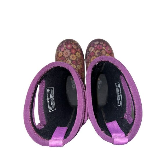 BOGS Classic Daisy Love Me  High Purple Flower Pull On Boots Girl's Size 2 - Picture 8 of 11